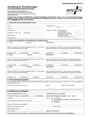 Anmeldung für Familienzulagen