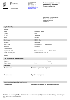 Swiss Employment Application for Foreign Nationals