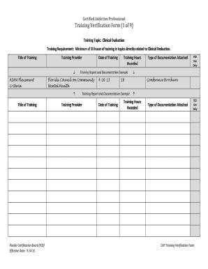 Certified Addiction Professional Training Verification Form