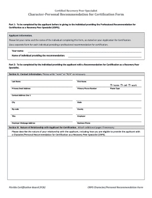 Character-Personal Recommendation for Certification Form