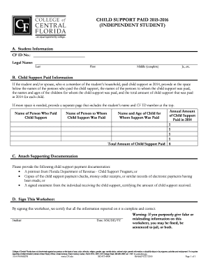 Child Support Paid Form 2015-2016