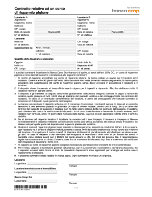 Contratto relativo ad un conto di risparmio pigione