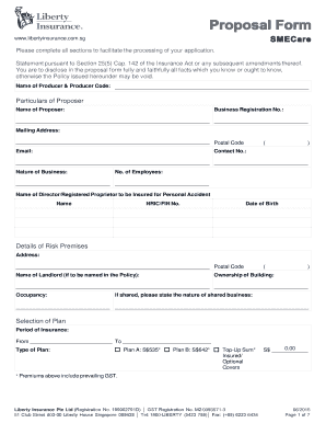 Liberty Insurance Business Proposal Form