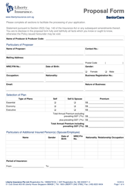 Liberty Insurance Proposal Form