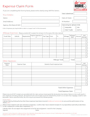 UK Expense Claim Form