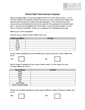 School Staff Travel Survey Template School Staff Travel Survey Template