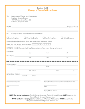 Maryland Change of Name Address Form