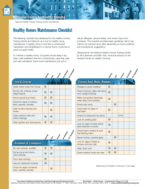 Healthy Homes Maintenance Checklist