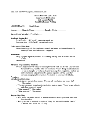Needs and Wants Lesson Plan