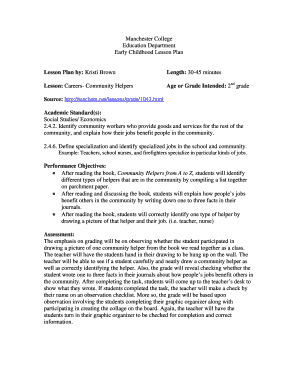 Early Childhood Lesson Plan on Community Helpers