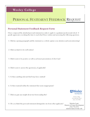 Personal Statement Feedback Request Form