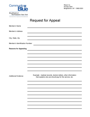 Health Insurance Appeal Form