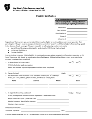 Disability Certification Form