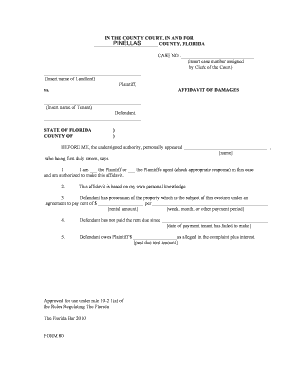 Florida Affidavit of Damages