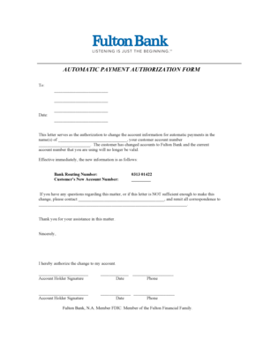 Automatic Payment Authorization Form