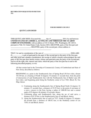 Quitclaim Deed for US Army Corps of Engineers