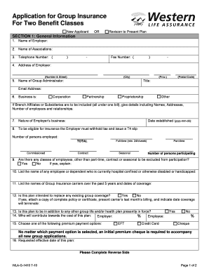 Group Insurance Application Form