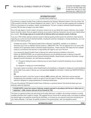 TRS Special Durable Power of Attorney