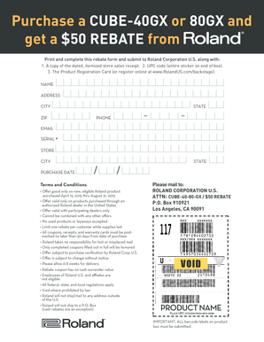 Roland CUBE-40GX/80GX $50 Rebate Form