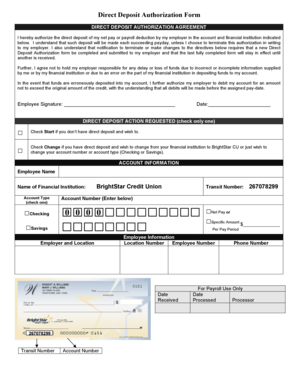 Direct Deposit Authorization Form