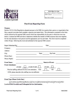 Post-Event EMS Reporting Form