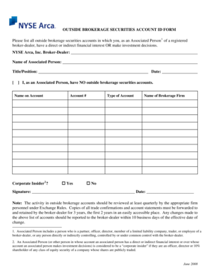 Outside Brokerage Securities Account ID Form