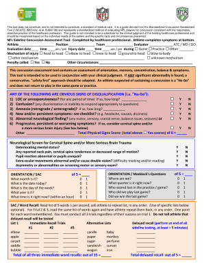 NFL Sideline Concussion Assessment Tool