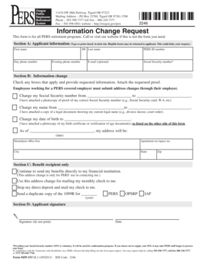 Oregon PERS Information Change Request Form