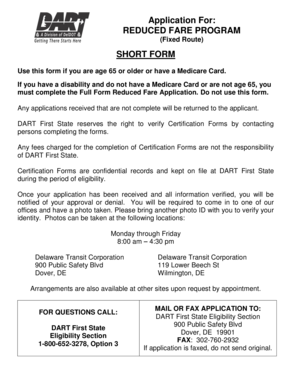 Reduced Fare Program Application