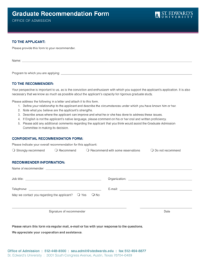 Graduate Recommendation Form