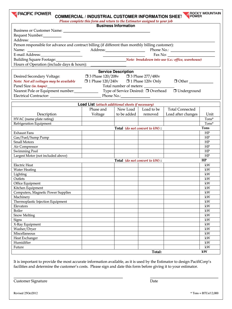 commercial information sheet Preview on Page 1.