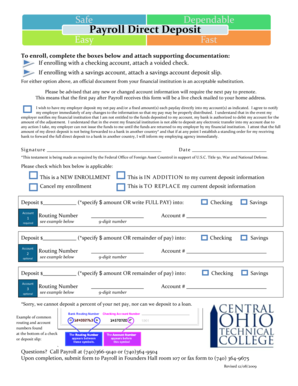 Payroll Direct Deposit Enrollment Form