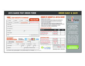 Six Flags Over Texas Dance Fest Order Form