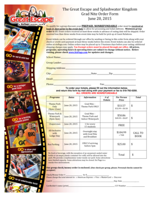Six Flags Grad Nite Ticket Order Form