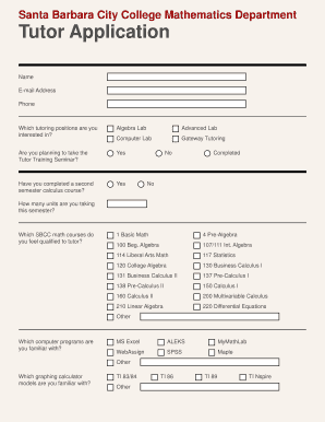 Santa Barbara City College Tutor Application