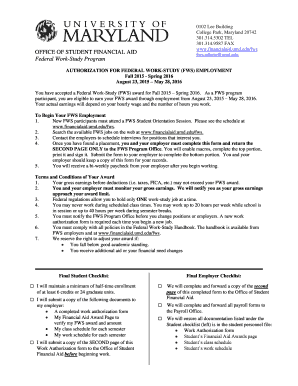Authorization for Federal Work-Study Employment