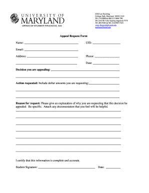 Financial Aid Appeal Request Form