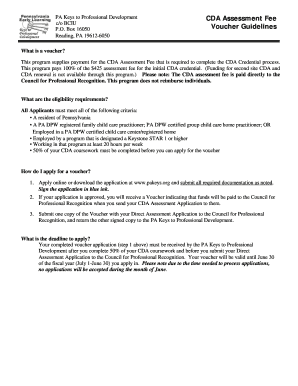 PA CDA Assessment Fee Voucher Application