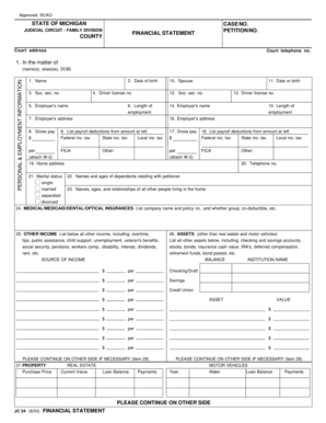 Michigan Financial Statement for Family Court