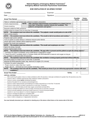 Emergency Medical Technician Psychomotor Examination