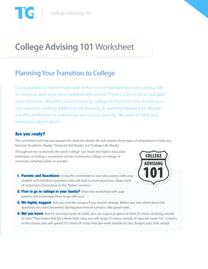 College Advising 101 Worksheet - Adventures in Education - aie