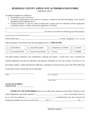 Seminole County Applicant Authorization Form