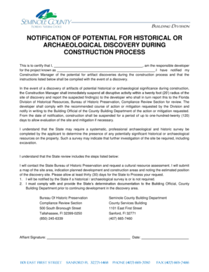 Notification of Potential Historical Discovery