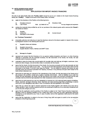 Application for Import Invoice Financing