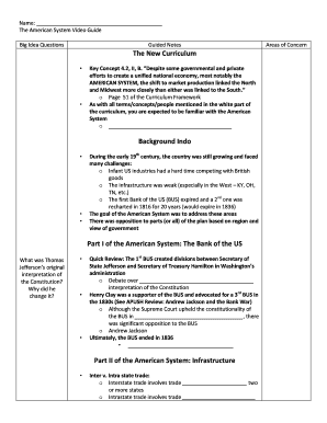 American System Video Guide Notes