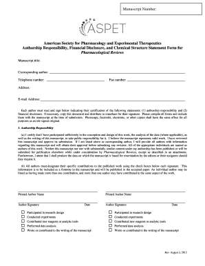 Authorship Responsibility and Financial Disclosure Form