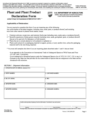 Plant and Plant Product Import Declaration Form