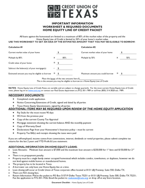 Texas Home Equity Line of Credit Application