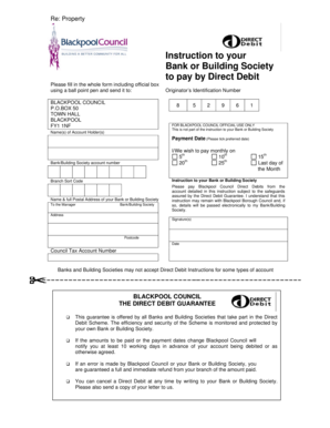 Blackpool Council Direct Debit Instruction Form