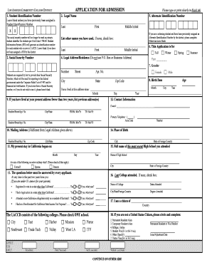 Los Angeles Community College District Application for Admission